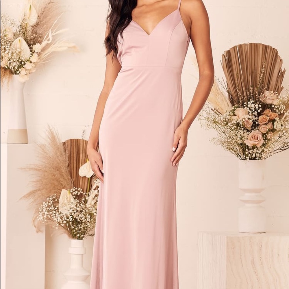 “Heartfelt Bliss” sleeveless, cowl back, mauve bridesmaid dress